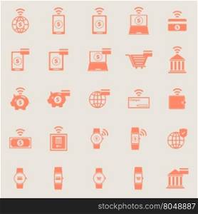 Fintech color icons on grey background, stock vector