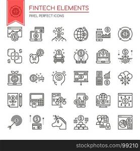 Fintech Elements , Thin Line and Pixel Perfect Icons