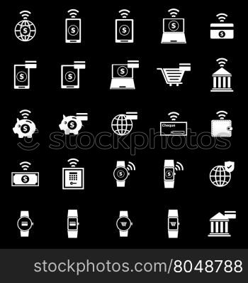 Fintech icons on black background, stock vector
