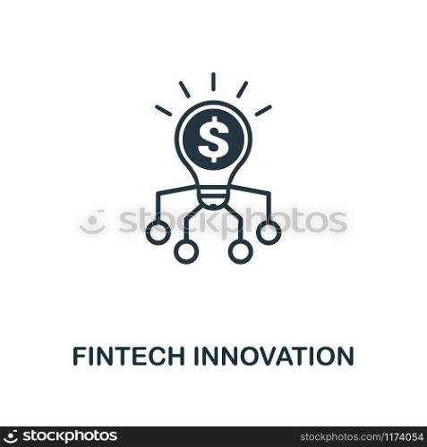 Fintech Innovation icon. Monochrome style design from fintech collection. UX and UI. Pixel perfect fintech innovation icon. For web design, apps, software, printing usage.. Fintech Innovation icon. Monochrome style design from fintech icon collection. UI and UX. Pixel perfect fintech innovation icon. For web design, apps, software, print usage.