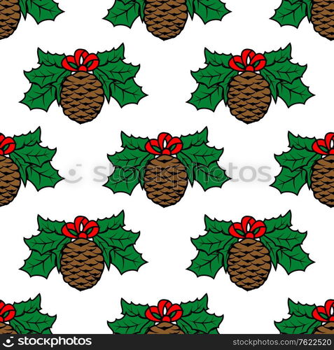 Fir cone seamless pattern background for holiday design