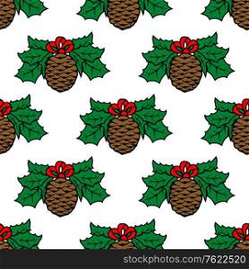 Fir cone seamless pattern background for holiday design