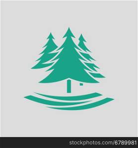 Fir forest icon. Gray background with green. Vector illustration.