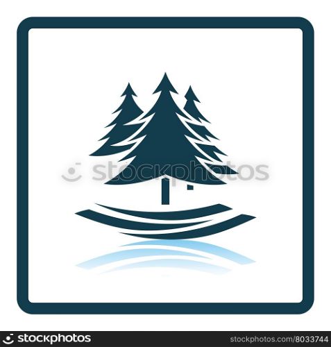 Fir forest icon. Shadow reflection design. Vector illustration.