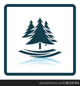 Fir forest icon. Shadow reflection design. Vector illustration.