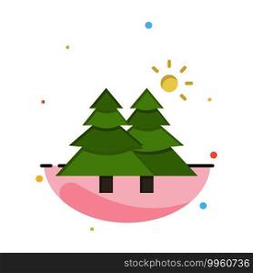 Fir, Forest, Nature, Trees Abstract Flat Color Icon Template