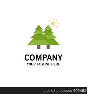Fir, Forest, Nature, Trees Business Logo Template. Flat Color