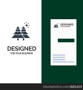 Fir, Forest, Nature, Trees Grey Logo Design and Business Card Template
