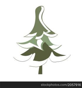 Fir green tree in white snow nature flat design stock vector illustration
