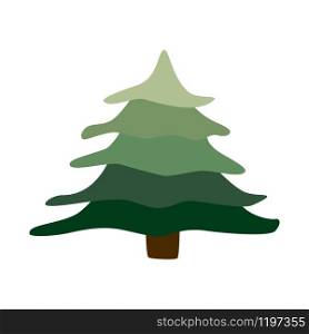 Fir in flat style symbol. Cartoon tree isolated on white background. Simple vector illustration. Fir in flat style symbol. Cartoon tree isolated on white background.