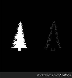 Fir spruce icon white color vector illustration flat style simple image set. Fir spruce icon white color vector illustration flat style image set