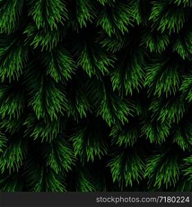 Fir tree branches pattern. Christmas background with green pine branching. Happy new year vector decor. Branch green fir background illustration. Fir tree branches pattern. Christmas background with green pine branching. Happy new year vector decor