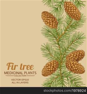 fir tree branches vector pattern on color background. fir tree vector pattern on color background