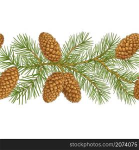 fir tree branches vector pattern on white background. fir tree vector pattern isolated