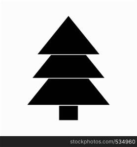 Fir tree icon in black simple style isolated on white background. Fir tree icon, black simple style