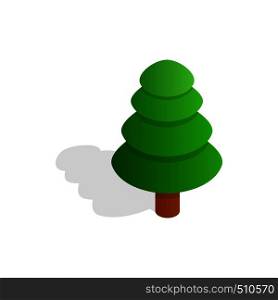 Fir tree icon in isometric 3d style with shadow on white background. Fir tree icon, isometric 3d style