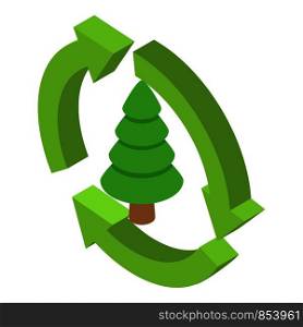 Fir tree icon. Isometric illustration of fir tree vector icon for web. Fir tree icon, isometric style