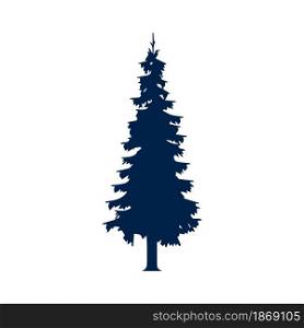 Fir tree icon, pines tree logo template isolated on white background.