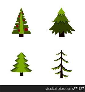 Fir tree icon set. Flat set of fir tree vector icons for web design isolated on white background. Fir tree icon set, flat style
