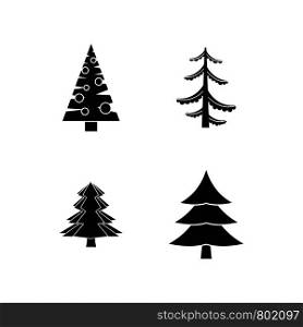 Fir tree icon set. Simple set of fir tree vector icons for web design isolated on white background. Fir tree icon set, simple style
