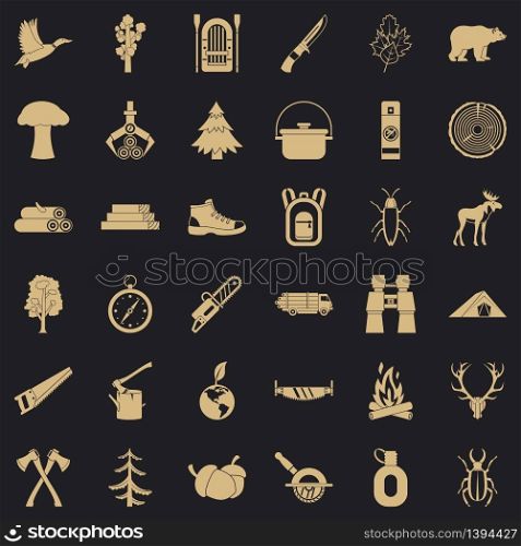 Fir tree icons set. Simple style of 36 fir tree vector icons for web for any design. Fir tree icons set, simple style