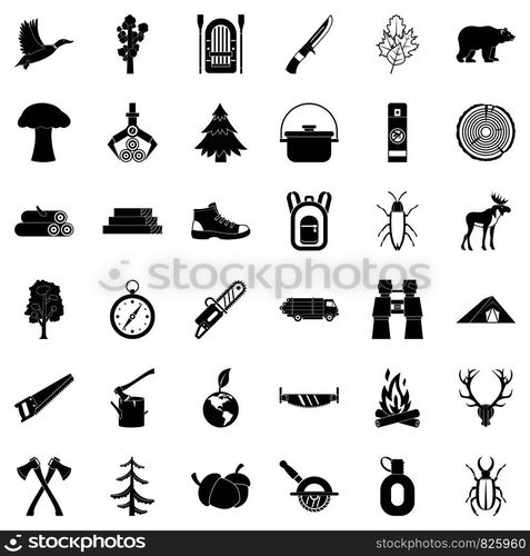 Fir tree icons set. Simple style of 36 fir tree vector icons for web isolated on white background. Fir tree icons set, simple style