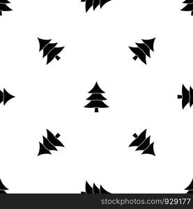 Fir tree pattern repeat seamless in black color for any design. Vector geometric illustration. Fir tree pattern seamless black