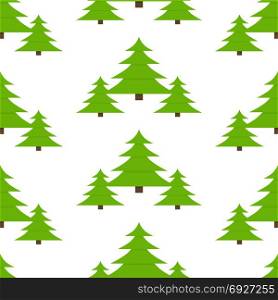Fir-Tree Seamless Pattern. Vector illustration of fir-tree, isolated on white background. Christmas tree seamless pattern in flat style.
