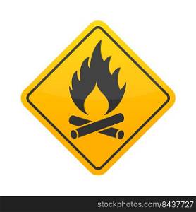 Fire. A fire warning sign. Flat style, simple design