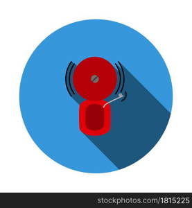 Fire Alarm Icon. Flat Circle Stencil Design With Long Shadow. Vector Illustration.