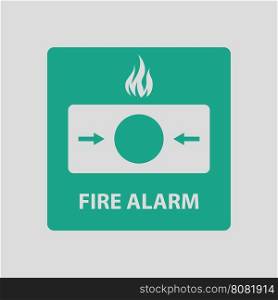 Fire alarm icon. Gray background with green. Vector illustration.