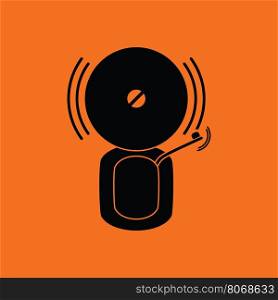 Fire alarm icon. Orange background with black. Vector illustration.
