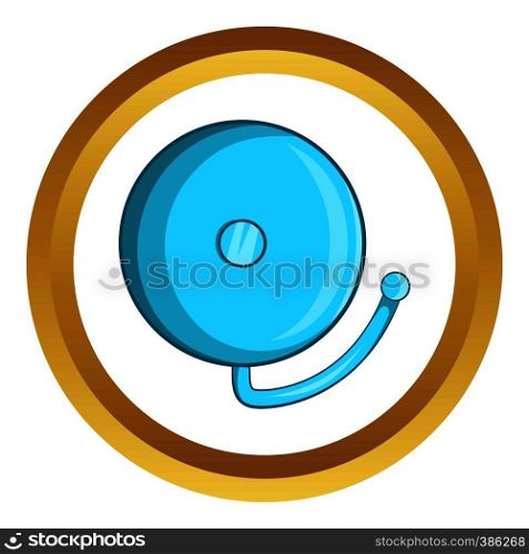 Fire alarm vector icon in golden circle, cartoon style isolated on white background. Fire alarm vector icon