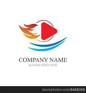 Fire and play button logo design template