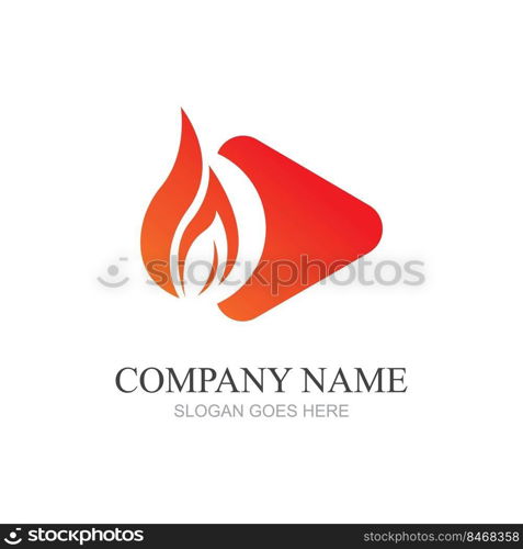 Fire and play button logo design template