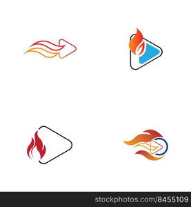 Fire and play button logo set design template