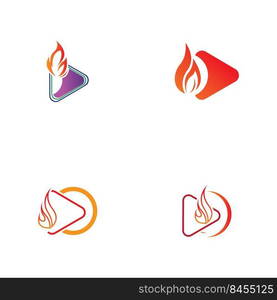 Fire and play button logo set design template