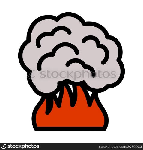 Fire And Smoke Icon. Editable Bold Outline With Color Fill Design. Vector Illustration.