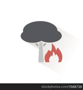 Fire and tree. Isolated color icon. Weather glyph vector illustration