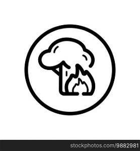Fire and tree. Weather outline icon in a circle. Isolated vector illustration
