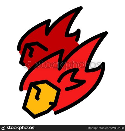 Fire asteroids icon. Outline fire asteroids vector icon color flat isolated. Fire asteroids icon color outline vector