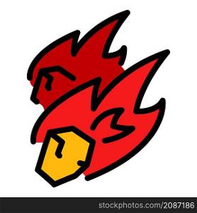 Fire asteroids icon. Outline fire asteroids vector icon color flat isolated. Fire asteroids icon color outline vector