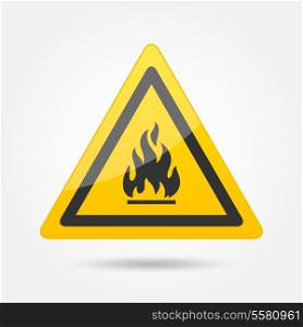 Fire attention danger symbol icon emblem isolated on white background vector illustration