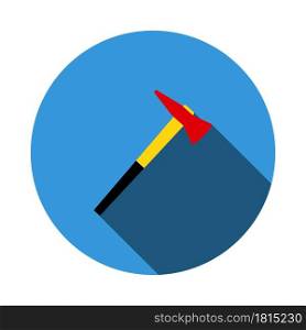 Fire Axe Icon. Flat Circle Stencil Design With Long Shadow. Vector Illustration.
