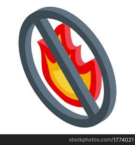 Fire ban sign icon. Isometric of Fire ban sign vector icon for web design isolated on white background. Fire ban sign icon, isometric style