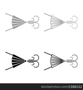 Fire bellows furnace Windower blowing wind tool blacksmith forge set icon grey black color vector illustration image simple solid fill outline contour line thin flat style. Fire bellows furnace Windower blowing wind tool blacksmith forge set icon grey black color vector illustration image solid fill outline contour line thin flat style