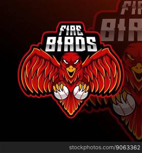 Fire Bird Baseball Animal Mascot Sport Club Team Badge