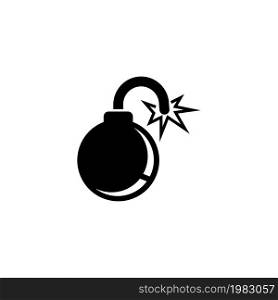 Fire Bomb, Explosive Military Weapon. Flat Vector Icon illustration. Simple black symbol on white background. Fire Bomb, Explosive Military Weapon sign design template for web and mobile UI element. Fire Bomb, Explosive Military Weapon Flat Vector Icon