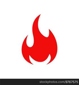 Fire, bonfire isolated vector icon, red flame, burning blaze symbol. shining c&fire with long tongues. Cartoon ignition decorative element for design. Fire, bonfire isolated vector icon, red flame