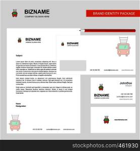 Fire brigade truck Business Letterhead, Envelope and visiting Card Design vector template